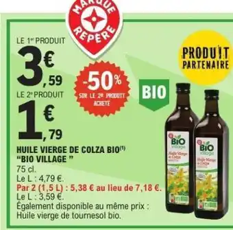 E.Leclerc HUILE VIERGE DE COLZA BIO BIO VILLAGE offre
