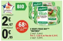 E.Leclerc 6 OEUFS FRAIS BIO MATINES offre