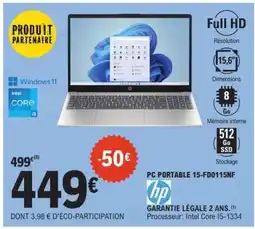 E.Leclerc PC PORTABLE 15-FD0115NF offre