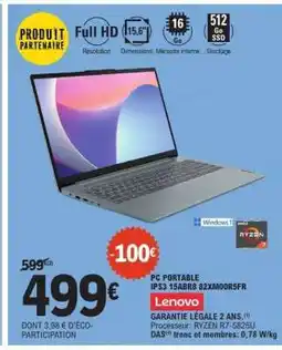 E.Leclerc Lenovo PC Portable IPS3 15ABR8 82XM00R5FR offre