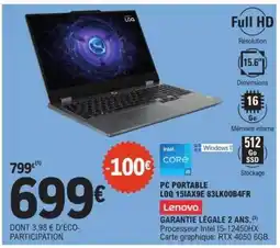 E.Leclerc PC PORTABLE LOQ 15IAX9E 83LK00B4FR offre
