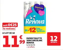 Auchan RENOVA Papier toilette skin care blanc offre