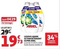 Auchan ARIEL Lessive liquide action detergent alpine offre