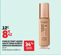 Auchan Fond de teint liquide haute tenue always fabulous bourgeois offre