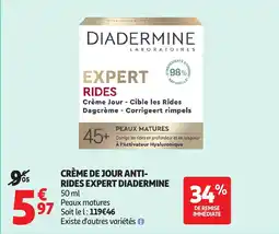Auchan DIADERMINE Crème de jour anti- rides expert offre
