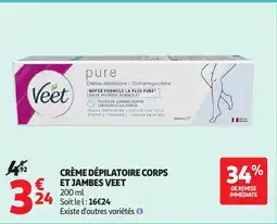 Auchan VEET Crème dépilatoire corps et jambes offre