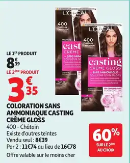 Auchan L'OREAL Coloration sans ammoniaque casting crème gloss offre