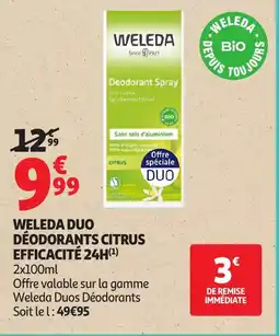 Auchan WELEDA Duo déodorants citrus efficacité 24h offre