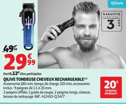 Auchan QILIVE Tondeuse cheveux rechargeable offre