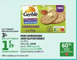 Auchan GERBLÉ Pain campagnard sans gluten offre