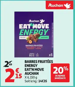 Auchan AUCHAN Barres fruitées energy eat'n move offre