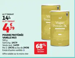 Auchan NU3 Poudre protéinée vanille offre