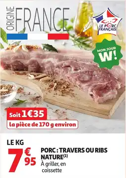 Auchan Porc travers ou ribs nature offre