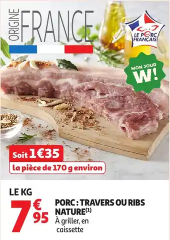 Auchan Porc travers ou ribs nature offre