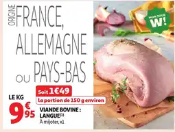 Auchan Viande bovine: langue offre