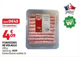 Auchan 9 saucisses de volaille offre