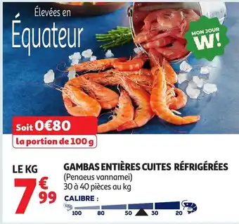Auchan Gambas entières cuites réfrigérées offre