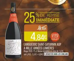 Match Saint Saturnin Languedoc Saint-Saturnin AOP A mille années lumières offre