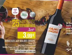 Match MALBEC ORIGINE Bordeaux AOP offre