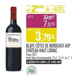 Match Blaye côtes de bordeaux aop château haut lignac offre