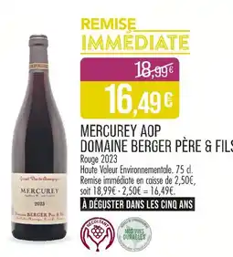 Match Domaine Berger Père & Fils Mercurey AOP offre