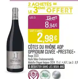 Match Côtes du rhône aop oppidium cuvée offre