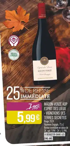 Match Mâcon-verzé aop esprit des lieux vignerons des terres secrètes offre