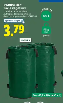 Lidl Parkside sac à végétaux offre