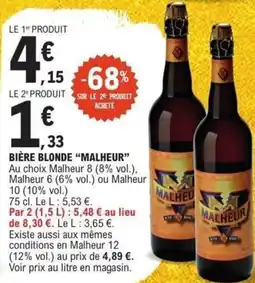 E.Leclerc Bière blonde malheur offre