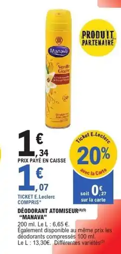 E.Leclerc Déodorant atomiseur "manava" offre