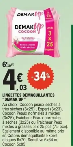 E.Leclerc Lingettes demaquillantes demak'up offre