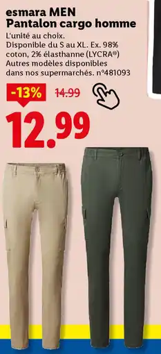 Lidl Esmara men pantalon cargo homme offre