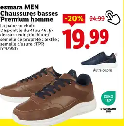 Lidl Esmara men chaussures basses premium homme offre