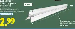 Lidl Parkside joints de porte de douche offre