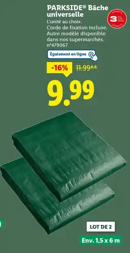 Lidl Parkside bâche universelle offre