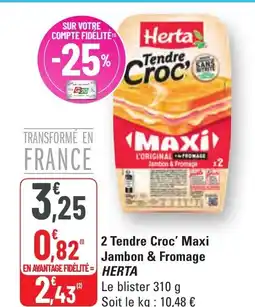 G20 HERTA 2 Tendre Croc' Maxi Jambon & Fromage offre