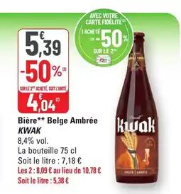 G20 KWAK Bière Belge Ambrée offre