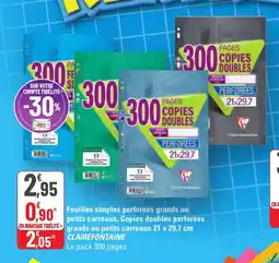 G20 CLAIREFONTAINE Feuilles simples perforées grands ou petits carreaux, Copies doubles perforées offre
