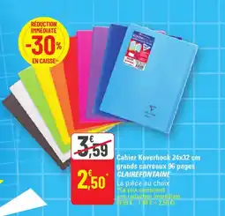 G20 CLAIREFONTAINE Cahier Koverbook 24x32 cm grands carreaux 96 pages offre