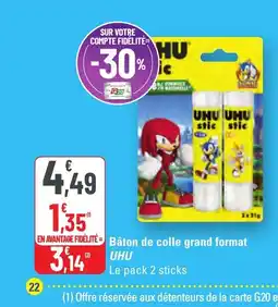 G20 UHU Bâton de colle grand format offre