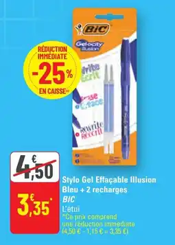 G20 BIC Stylo Gel Effaçable Illusion Bleu + 2 recharges offre