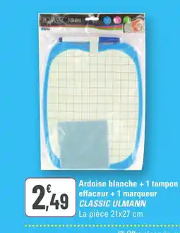 G20 CLASSIC ULMANN Ardoise blanche + 1 tampon effaceur + 1 marqueur offre