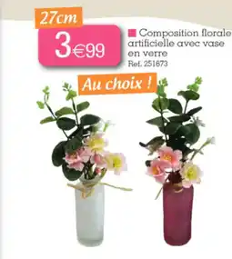 Kandy Composition florale artificielle avec vase en verre offre