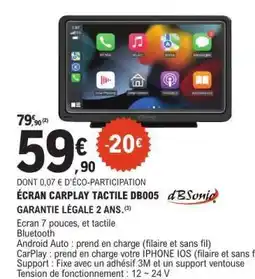 E.Leclerc ÉCRAN CARPLAY TACTILE DB005 offre