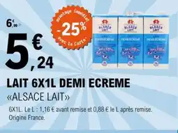 E.Leclerc LAIT 6X1L DEMI ECREME offre