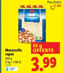 Lidl MILBONA Mozzarella rapée offre
