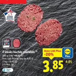Lidl 2 steaks hachés charolais offre