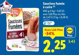 Lidl SAINT ALBY Saucisses fumées à cuire offre