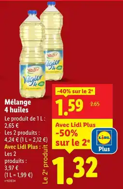 Lidl VITA D'OR Mélange 4 huiles offre