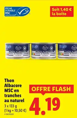 Lidl Seven C's Thon albacore msc en tranches au naturel offre